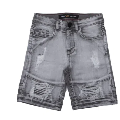X-ray Boys Slim Fit Washed Biker Short In White