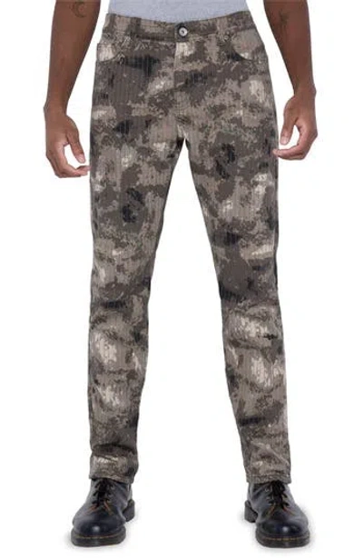 X-ray Xray Camo Print Stitched Skinny Jeans In Brown