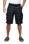 X-ray Xray Cargo Shorts In Plaid Charcoal