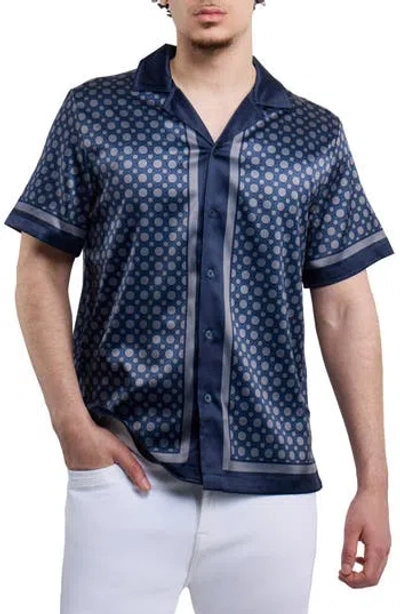 X-ray Xray Circle Printed Camp Shirt In Navy