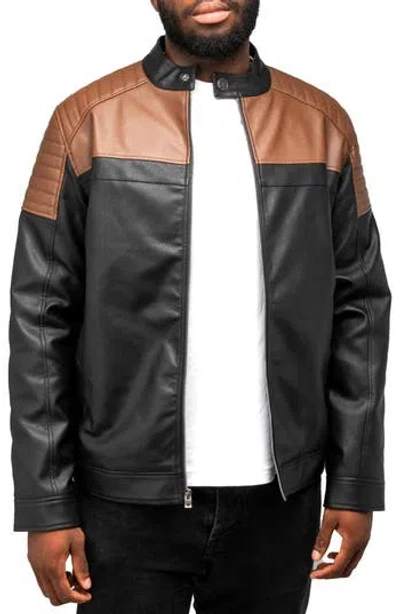 X-RAY XRAY COLORBLOCK FAUX LEATHER MOTO JACKET