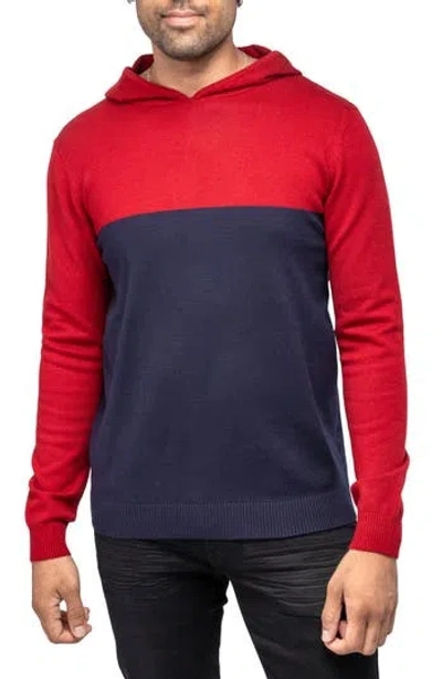 X-ray Xray Colorblock Hooded Sweater In Jester Red/navy