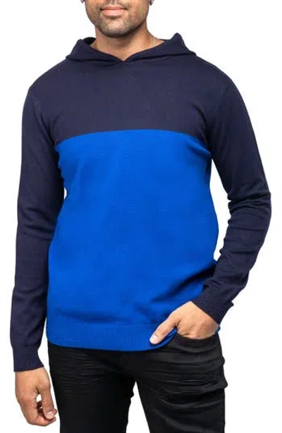 X-ray Xray Colorblock Hooded Sweater In Royal Bl/navy