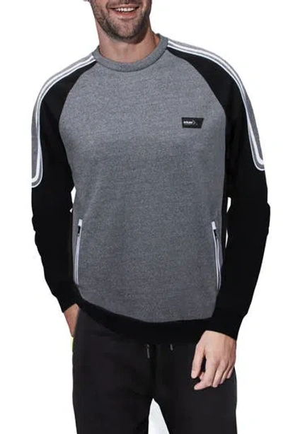 X-ray Xray Colorblock Pullover Crewneck Sweatshirt In Black/heather Grey
