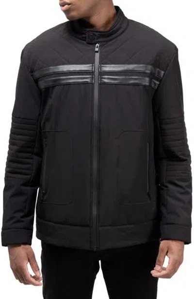 X-ray Xray Faux Fur Lined Quilted Moto Jacket In Black