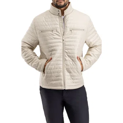 X-ray Xray Faux Fur Lining Quilted Faux Leather Jacket In Beige