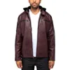 X-RAY XRAY FAUX LEATHER HOODED MOTO JACKET WITH FAUX FUR LINING