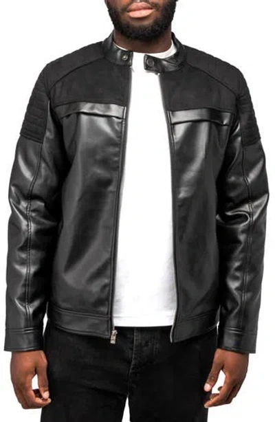 X-ray Xray Faux Leather Jacket With Faux Fur Lining In Black/black