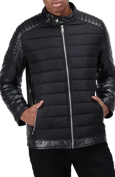 X-ray Xray Faux Leather Quilted Moto Jacket In Black