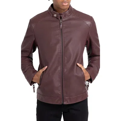X-ray Xray Faux Leather Racing Jacket In Burgundy
