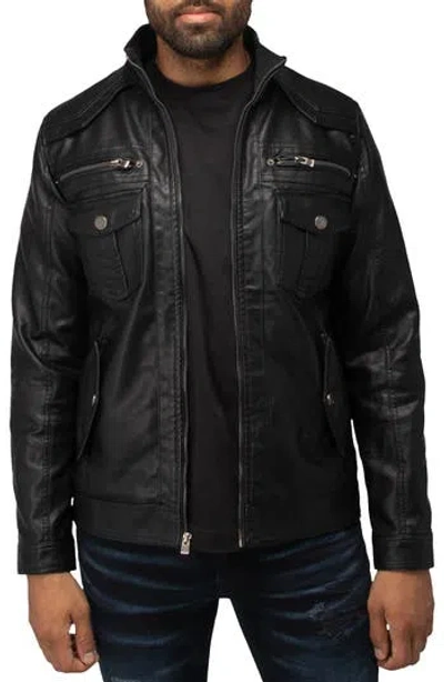 X-ray Xray Faux Leather Utility Jacket In Black