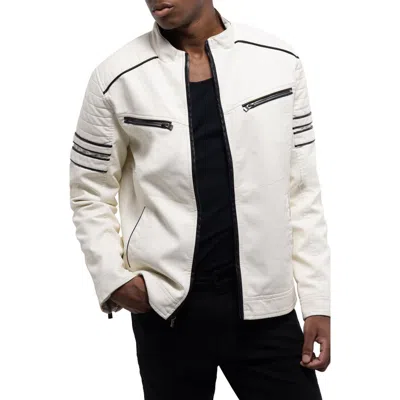 X-ray Xray Faux Shearling Lined Faux Fur Moto Jacket In White