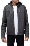 X-ray Xray Faux Shearling Lined Faux Leather Racing Jacket In Steel