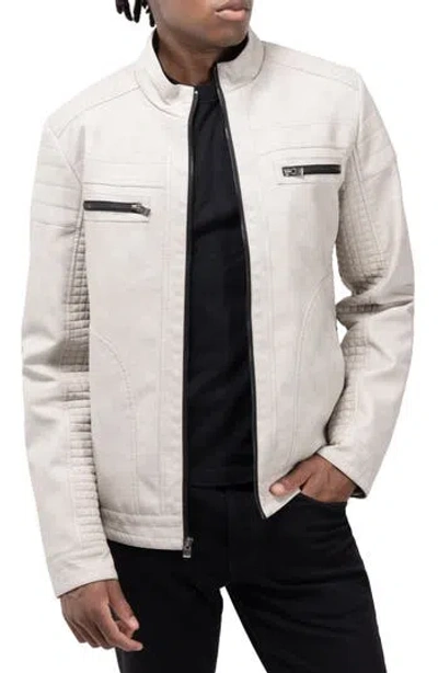 X-ray Xray Faux Shearling Lined Faux Leather Racing Jacket In Stone