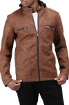X-ray Xray Faux Shearling Lined Faux Leather Racing Jacket In Tan