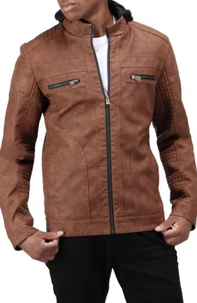 X-ray Xray Faux Shearling Lined Faux Leather Racing Jacket In Tan