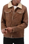 X-ray Xray Faux Shearling Lined Trucker Jacket In Brown