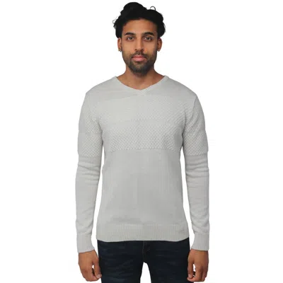 X-ray Honeycomb V-neck Knit Sweater In White