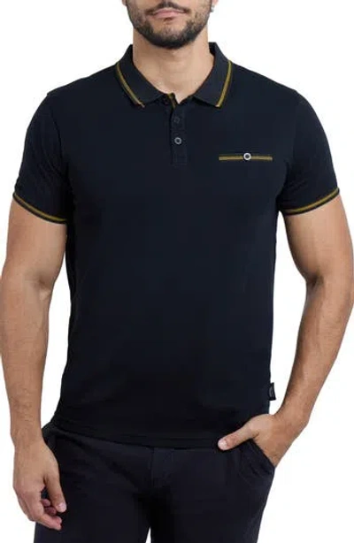 X-ray Xray Jacquard Polo In Black/honey Mustard