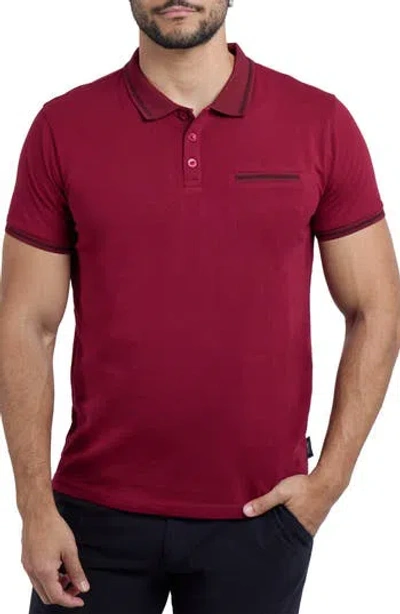 X-ray Xray Jacquard Polo In Burgundy/black