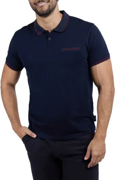 X-ray Xray Jacquard Polo In Navy/burgundy