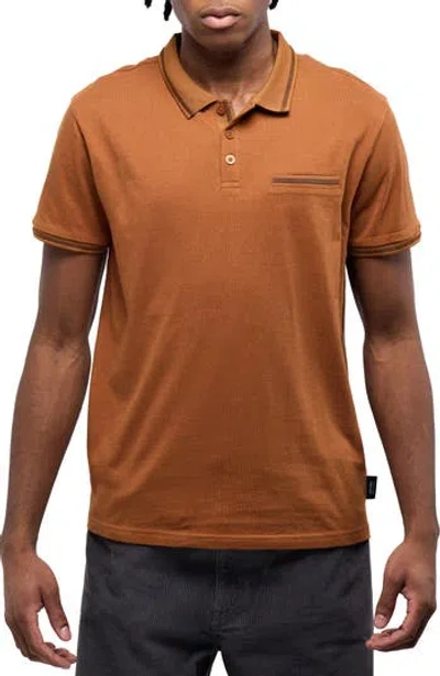 X-ray Xray Jacquard Polo In Sienna/black