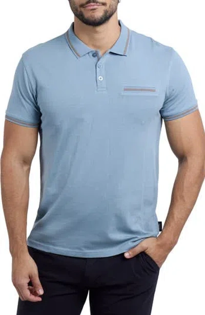 X-ray Xray Jacquard Polo In Slate Blue/sienna