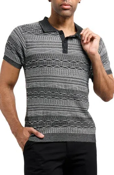 X-ray Xray Jacquard Polo Sweater In Gray