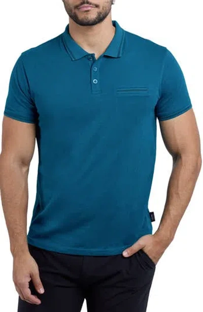 X-ray Xray Jacquard Polo In Teal/black