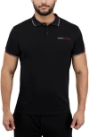 X-ray Xray Jacquard Rib Collar Polo In Black