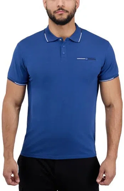 X-ray Xray Jacquard Rib Collar Polo In True Blue/black