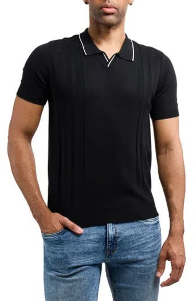 X-ray Xray Johnny Collar Knit Polo Sweater In Black