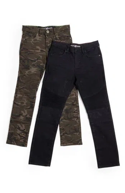 X-ray Xray Kids' 2-pack Stretch Jeans In Black Wash/olive Camo