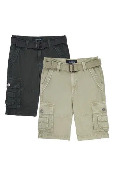 X-ray Xray Kids' 2-pack Belted Twill Cargo Shorts In Green
