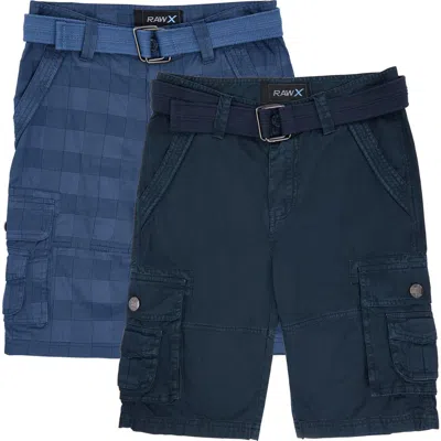 X-ray Xray Kids' 2-pack Belted Twill Cargo Shorts In Blue