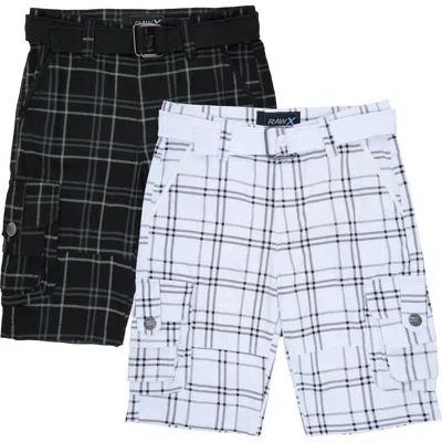 X-ray Xray Kids' 2-pack Belted Twill Cargo Shorts In Black