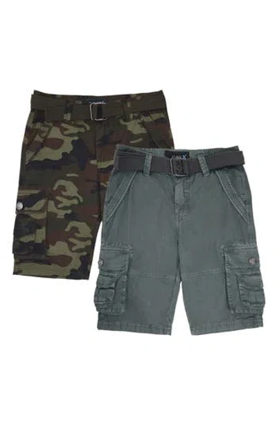 X-ray Xray Kids' 2-pack Belted Twill Cargo Shorts In Multi