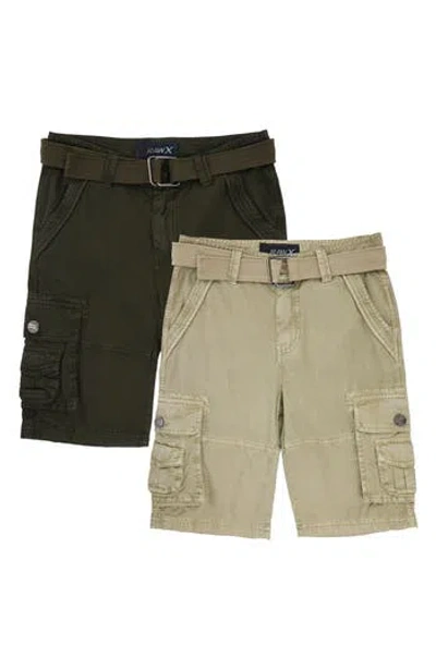 X-ray Xray Kids' 2-pack Belted Twill Cargo Shorts In Multi