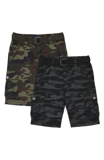 X-ray Xray Kids' 2-pack Belted Twill Cargo Shorts In Multi