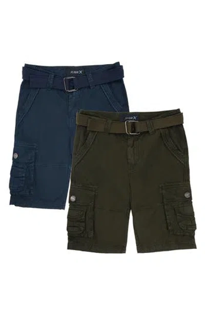 X-ray Xray Kids' 2-pack Belted Twill Cargo Shorts In Multi