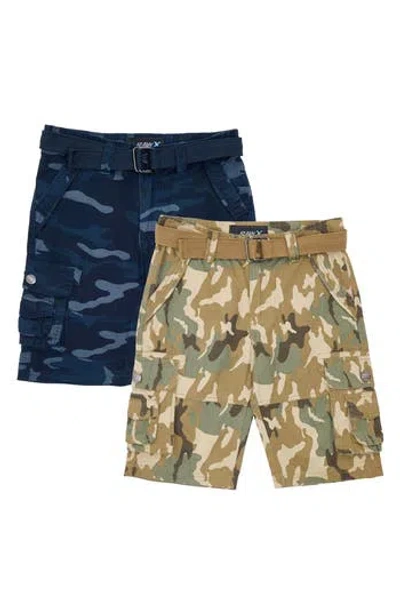 X-ray Xray Kids' 2-pack Belted Twill Cargo Shorts In Multi