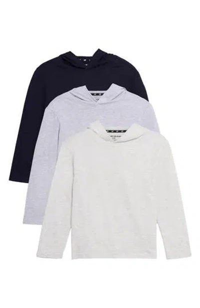 X-ray Xray Kids' 3-pack Hooded Long Sleeve Cotton T-shirts In Multi