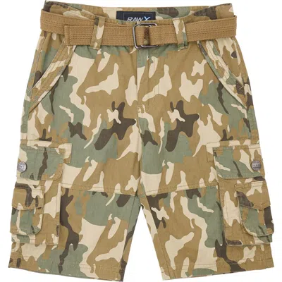 X-ray Xray Kids' Belted Cotton Twill Cargo Shorts In Animal Print