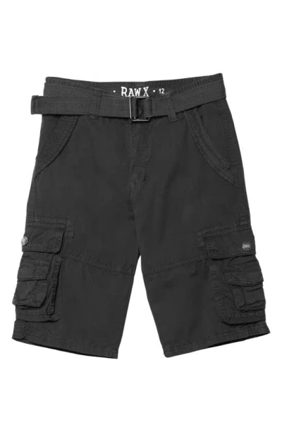 X-ray Xray Kids' Belted Cotton Twill Cargo Shorts In Charcoal