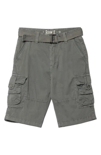 X-ray Kids' Belted Cotton Twill Cargo Shorts In Gray