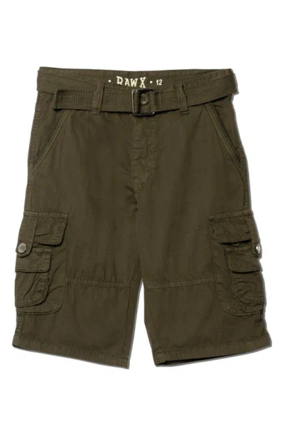 X-ray Xray Kids' Belted Cotton Twill Cargo Shorts In Olive