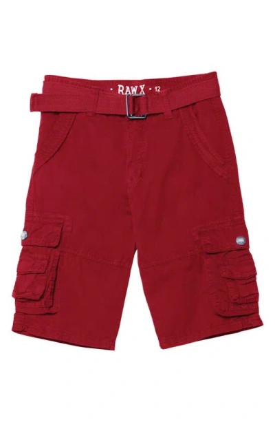 X-ray Xray Kids' Belted Cotton Twill Cargo Shorts In Red