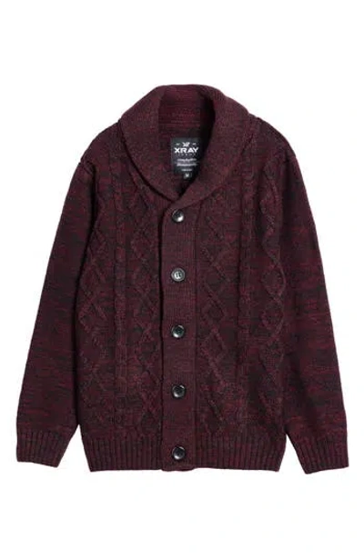 X-ray Xray Kids' Cable Knit Cardigan In Burgundy