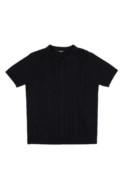 X-ray Xray Kids' Cable Knit Polo Sweater In Black