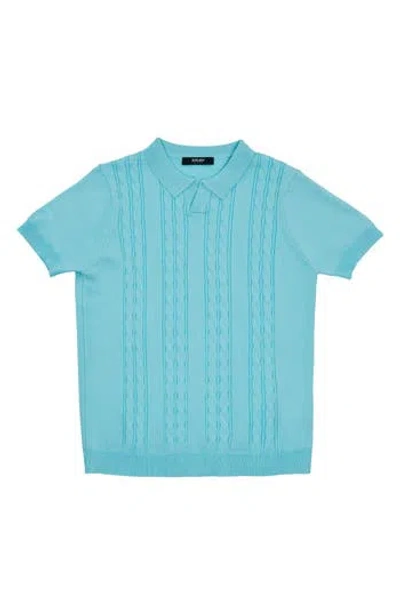 X-ray Xray Kids' Cable Knit Polo Sweater In Blue